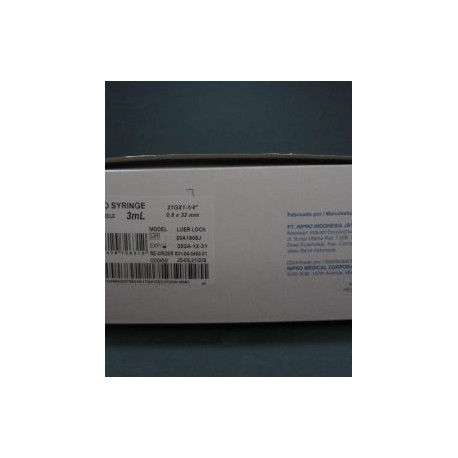 NIP101- Jeringa de 3ml con aguja 21×32 ( verde)c/100pza