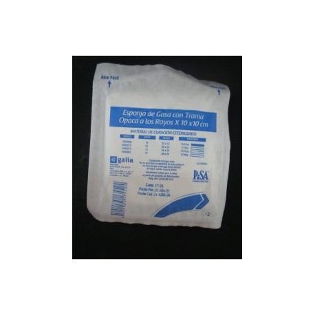 PIS203- Esponja de gasa 10×10 estéril c/10